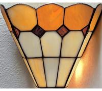 Loxton Lighting WBR-2 Beige and Brown BistroTiffany Stained Glass Wall Light - for Bedroom Living Room Hallway