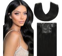 Loxxy 18inch Clip in Extensions Real Human Hair Jet Black Seamless Clip ins 130G 7Pcs Invisible Thick Hair Extensions Clip in Human Hair Silky Straight PU Skin Weft #1