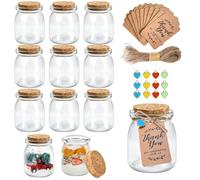 Loyaboho 12Pcs 200ml Yogurt Glass Jars with Cork Lids, Pudding Small Jars with Cork Lids, Glass Jar with Cork Lid with Label Tags and Pendant,Perfect for Pudding,Wedding Favors,DIY Projects