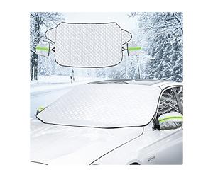 LoyaForba Car Magnetic Windshield Snow Cover, 4 Layers WAaterproof Windproof Protection,Snow,Ice,Sun,Frost Defense, Universal for SUV, Truck, Sedan, Van (Silver)