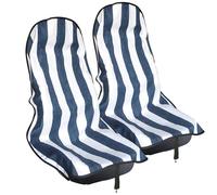 LoyaGour Car Seat Cover Protector Front Seats,for Gym Workout,Running,Swimming,Beach and Hiking,Waterproof Sweat Towel Bucket Seat Covers for Cars SUV Trucks (Blue Stripe, 2Pcs)