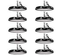 loyal 200W LED High Bay Spotlight 10 Pack, 20000LM 6000K Cool White UFO Workshop Lamp, IP65 Waterproof LED Industrial Lamp for Factories, Airports, Patios, Restaurants, Workshops