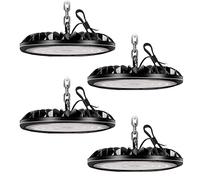 loyal 200W LED High Bay Spotlight 4 Pack, 20000LM 6000K Cool White UFO Workshop Lamp, IP65 Waterproof LED Industrial Lamp for Factories, Airports, Patios, Restaurants, Workshops