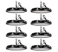 loyal 300W LED High Bay Spotlight 8 Pack, 30000LM 6000K Cool White UFO Workshop Lamp, IP65 Waterproof LED Industrial Lamp for Factories, Airports, Patios, Restaurants, Workshops