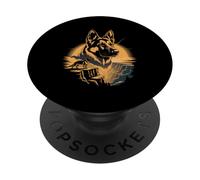Loyal German Shepherd Standing On Canyon Cliff PopSockets Adhesive PopGrip