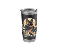 Loyal German Shepherd Under Moon Night Stainless Steel Insulated Tumbler