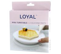 Loyal Mini Turntable: Rotating Plate with 2 Silicone Mats, for Precise Decorating of Biscuits and Cupcakes, 360 Degree Rotation, Compact and Lightweight Design - Diameter 12.4 cm