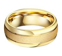 LOYAL MOON A high-end tungsten gold ring with brushed gold finish and personalized engraving, symbolizing good fortune and prosperity., 10#, Tungsten, No Gemstone