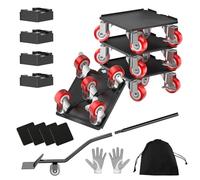 LOYAL TIGER 2000LBS Heavy Duty Furniture Dolly & Mover - 6.4" Carbon Steel Panel with 5X 360° Wheels, Non-Slip Sliders & Lifter for Sofa, Piano, Appliances (Red)