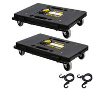 LOYAL TIGER Furniture Dolly,Moving Dolly 4 Wheels Heavy Duty,Furniture Movers Dollys with Wheels,Small Flat Cart with 2 Ropes,16.3 x 11.4 inch 500 Lbs Capacity, 2 Pack, Black