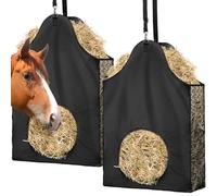 Loyala 2PCS Hay Bag Goat Hay Feeder Slow Feed Hay Bags 600D Oxford Cloth with Metal Ring and Adjustable Strap Hay Bags for Horses Goats Sheep Donkeys Cows (Black,2pcs