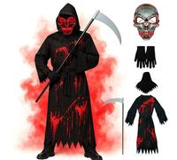 Loyalboom Halloween Costumes for Adults Grim Reaper Costume with Ghostface Inspired Scary Scream Robe with Hood,Mask and Sickle Spooky Outfit for Party or Trick or Treat(Adult,Free Size