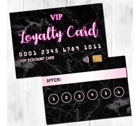 Loyalty Cards Beauty Lashes Nails Business (Pack of 50) (Black Marble Double Sided)