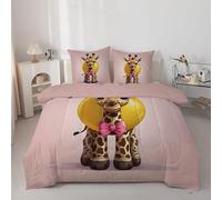 loyaltyer Deer print Single Duvet 7.5 Tog, Soft Breathable Reversible Coverless Duvet, Light Pink Single Quilt for All Seasons, Microfiber Comforter with 2 Pillowcases (135 * 200cm) -ACF30