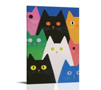 LOYANUKE Healing Colorful Cat Picture Poster Room Decoration Painting Interior Aesthetics Canvas Oil Painting Star Movie Music Album Poster