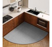 Loyareal Kitchen Corner Rugs Non Slip Washable, Rubber Backed Circular Sector Kitchen Mats for Floor, 39 in, Grey