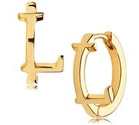 LOYATA Initial Huggie Hoop Earrings Gold Letter Sleeper 14K Gold Filled Earrings Simple Hypoallergenic Personalized Jewelry Gift for Women - 26 Letters, Brass, No Gemstone