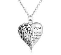 Loybora Heart Cremation Urn Necklace Human Ashes Jewelry for Women Men Engraved Your Wings were Ready but My Heart was Not Angel Wings Memorial Pendant Necklace Gift for Family Members, Stainless
