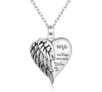 Loybora Heart Cremation Urn Necklace Human Ashes Jewelry for Women Men Engraved Your Wings were Ready but My Heart was Not Angel Wings Memorial Pendant Necklace Gift for Family Members, Stainless