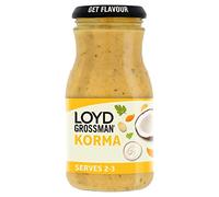 Loyd Grossman Indian Korma Sauce - Mild Indian Blend With Coconut, Cream & Almonds, Vegetarian Friendly, 350 g Jar (Pack of 1)