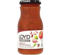 Loyd Grossman Italian Tomato & Roasted Garlic Sauce - Rich Tomato & Sweet Garlic Fusion, Classic Italian Flavour, 350 g Jar (Pack of 1)
