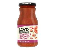Loyd Grossman Italian Tomato & Smoked Bacon Sauce - Rich Tomato Base With Bacon & Red Chilli, 350 g Jar (Pack of 1)