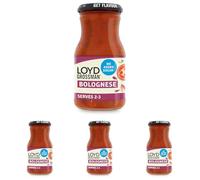 Loyd Grossman No Added Sugar Italian Bolognese Sauce - Sun-Ripened Tomatoes & Fragrant Herbs, 350 g Jar (Pack of 4)