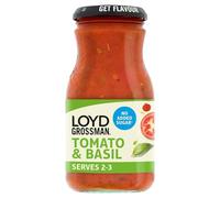 Loyd Grossman No Added Sugar Italian Tomato & Basil Sauce - Classic Italian Flavour, Vegetarian-Friendly, 350 g Jar (Pack of 1)