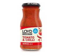 Loyd Grossman No Added Sugar Italian Tomato & Chilli Sauce - Medium Heat Fiery Italian Fusion, Vegetarian-Friendly, 350 g Jar (Pack of 1)
