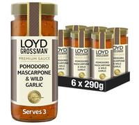 Loyd Grossman Pomodoro, Mascarpone & Wild Garlic Premium Pasta Sauce - Creamy Tomato Sauce With Rich Cheese & Aromatic Garlic For Gourmet Italian Meals, 290 g (Pack of 6)