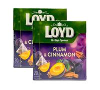 Loyd the Magic Experience Plum And Cinnamon 40G With Natural Ingredients 20 Tea Bags With Flavoured Fruit Infusion Individually Wrapped Product Of Poland Pack of 2