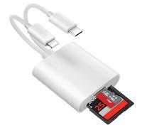 Loydia SD Card Reader, 2 in 2 USB C to Micro-SD Card Viewer Reader, Type C OTG Adapter Lightning Memory Card Adapter, Dual Slot for SD/MicroSD/SDHC/SDXC, Plug and Play