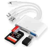 Loydia SD Card Reader for iPhone, USB C SD Card Reader Camera Memory Card Viewer MicroSD Card Reader Adapter with Dual Slot for TF/SD, plug and play, SD Card to Lightning Adapter for Phone/PC/Laptop