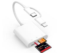 Loydia SD Card Reader for iPhone, USBC Digital Camera Adapter SD/TF/CF/Compact Flash, Lightning memory card reader adapter, Type C MicroSD card reader for Camera Card Viewer, Plug and Play