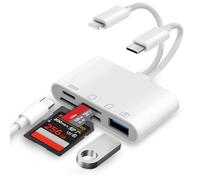 Loydia SD Card Reader USB C, 4 in 2 SD Card Adapter for iPhone, [Apple MFi Certified] Lightning to SD Card Camera Reader Adapter with SD/TF Dual Card Slot, Plug and Play, for iPhone 15/14/13/12/11