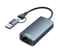 Loydia USB Ethernet Adapter 2.5Gbps, 2 in 1 Type C to RJ45 Ethernet Adapter, USB 3.0 to 100/1000/2500Mbps ethernet LAN Network adapter for Laptop, PC, Compatible with Windows 11/10/8.1/8, MacOS, Linux
