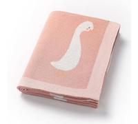 Loyfoky Baby Blanket 100% Cotton Adorable Goose Soft Swaddle Breathable Newborn Receiving Blankets for Boy Girl Pink 100x80cm