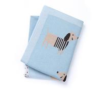 Loyfoky Baby Blanket 100% Cotton Dachshund Puppy Dog Breathable Receiving Swaddle Blankets for Newborns Boy Girl Blue 40x30in