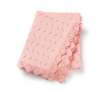 Loyfoky Baby Blanket Cellular 100% Cotton Breathable Cot & Pram Pink Blanket for Newborns Boy Girl,Swaddle,Nursery 100x80cm