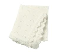 Loyfoky Baby Blanket Cellular 100% Cotton Breathable Cot & Pram White Blanket for Newborns Boy Girl,Swaddle,Nursery 100x80cm