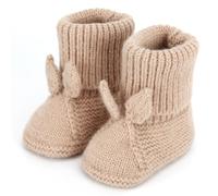 Loyfoky Baby Booties Newborn Babe First Walkers Warm Knit Crib Shoes Knit Boots Crochet Infant Sock for Boy Girl Khaki 3-6M