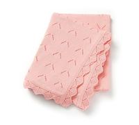 Loyfoky Baby Knit Blanket 100% Cotton Soft Cellular Blankets Cozy for Boy Girl Newborns Swaddling,Nursery,Pram,Pink 100x80cm