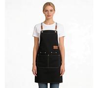 LOYGLIF Chef Aprons for Men Women with Large Pockets Cotton Canvas Racerback Adjustable Kitchen Work Waterproof Black M to XXL