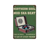 Loyience Northern Soul Mod Ska Beat Metal Tin Sign Vintage Wall Art Decor House Plaque Poster for Home Bar Pub Garden Kitchen Coffee Garage Decoration Tin Sign 12X16 Inch