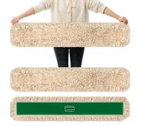 LOYIM 3 Pcs Large 48 Inch Commercial Replacement Microfiber Pads Reusable Wrestling Wet Mop Refill Pads for Flat Microfiber Mop Frames Wet and Dry Use (Microfiber,Khaki)