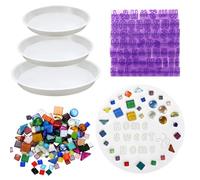 LOYIM 5 Pcs 3 Size Stepping Stone Kit for DIY Outdoor Garden Stepping Stone Includes Cement Molds Mosaic Tiles and Concrete Letter Stamps No Concrete Mix(White)