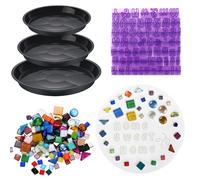LOYIM 5 Pcs 3 Size Stepping Stone Kit for DIY Outdoor Garden Stepping Stone Includes Cement Molds Mosaic Tiles and Concrete Letter Stamps No Concrete Mix(Black)