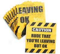 LOYIM 50 Pack We Will Miss You Cocktail Napkins, Traffic Warning Sign Style Yellow Disposable Paper Napkins, Retirement Coworker Leaving Farewell Tableware for Last Day of Work Going Away Celebrations