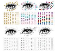 LOYIM 6 Sheets Rhinestone Stickers Self Adhesive Face Gems Stick for Crafting, Face Makeup Festival Weddings Embellishments Party Decoration