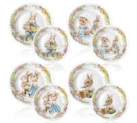 LOYIM 8 Pcs Easter Bunny Salad Plates 8 Inch 10 Inch Dessert Assorted Designs Multicolored Ceramic-like Plates Bunny Dinnerware for Easter Gift, Salad, Appetizer